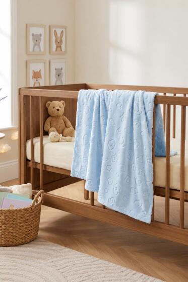 Embos Bebek Battaniyesi 100x120 Mavi - Çeyiz Diyarı