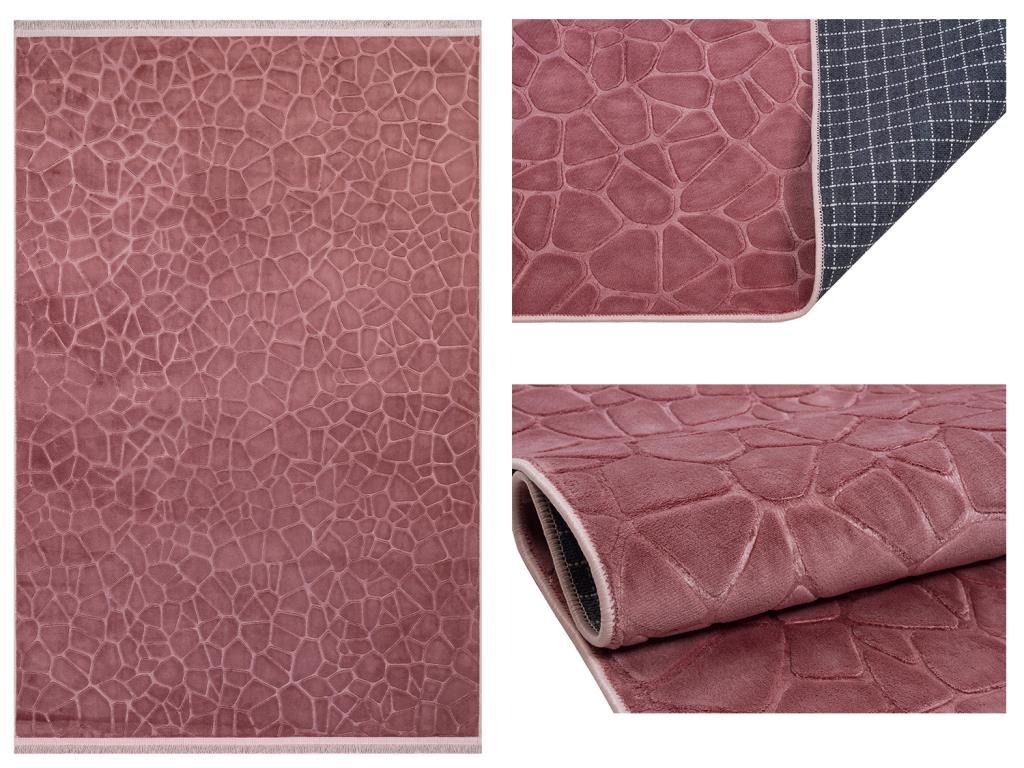 Embos Kaymaz Tabanlı Dikdörtgen Halı 80x150 Cm Gülkurusu - 1