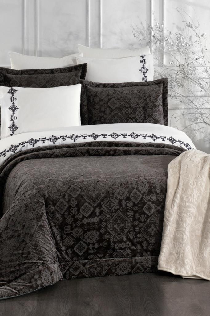 Emila 10 Parça Battaniyeli Çeyiz Seti Antrasit - 1