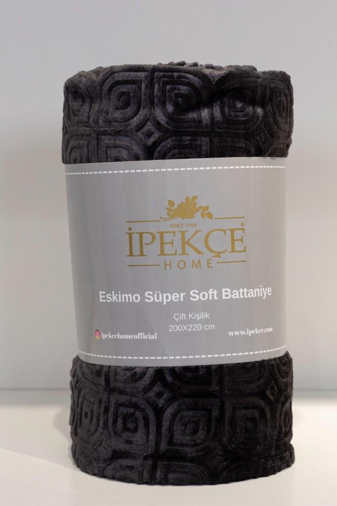 Eskimo Süper Soft Çift Kişilik 200x220 cm Tv Battaniyesi Antrasit - 1