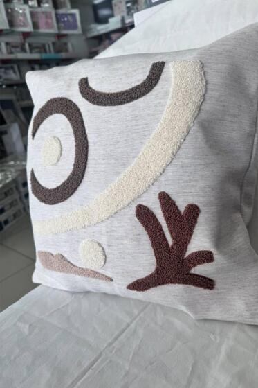 Ester 2li Punch Nakışlı Kırlent Kılıfı 45x45 Cm - Çeyiz Diyarı