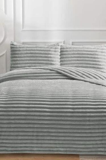 Eterna Peluş Tek Kişilik 180x240 Cm Yatak Örtüsü Gri - Çeyiz Diyarı