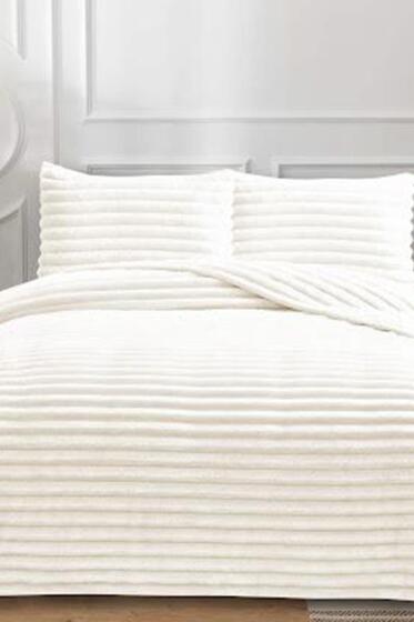 Eterna Peluş Tek Kişilik 180x240 Cm Yatak Örtüsü Krem - Çeyiz Diyarı