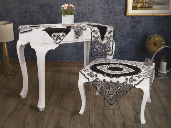 Event Nakışlı Salon Takımı 16 Parça Siyah - Çeyiz Diyarı