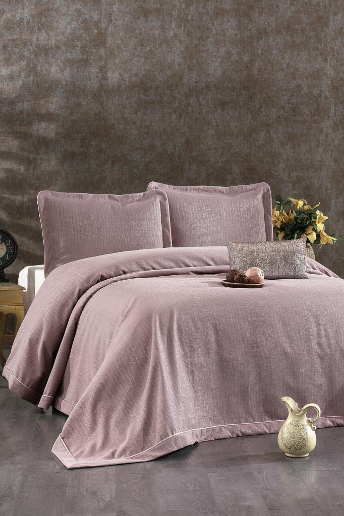 Evita Şönil Çift Kişilik Yatak Örtüsü 260x260 cm Gül Kurusu - 1