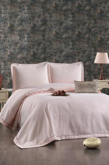 Evita Şönil Çift Kişilik Yatak Örtüsü 260x260 cm Somon - Çeyiz Diyarı