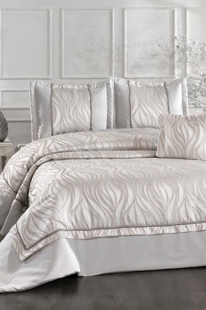 Fides Elyaf Dolgulu Çift Kişilik 250x255 Cm Yatak Örtüsü Gri - 1