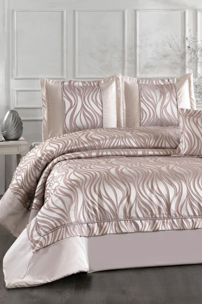 Fides Elyaf Dolgulu Çift Kişilik 250x255 Cm Yatak Örtüsü Gül Kurusu - 1