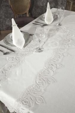 Fikriye Masa Örtüsü 26 Parça Krem - 4