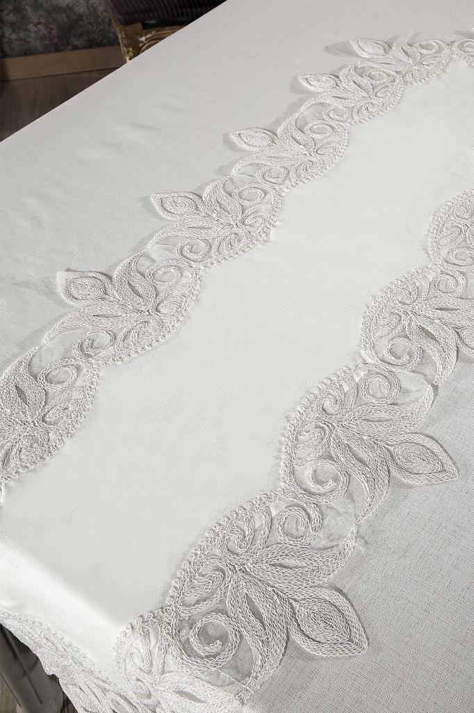 Fikriye Masa Örtüsü 26 Parça Krem - 5