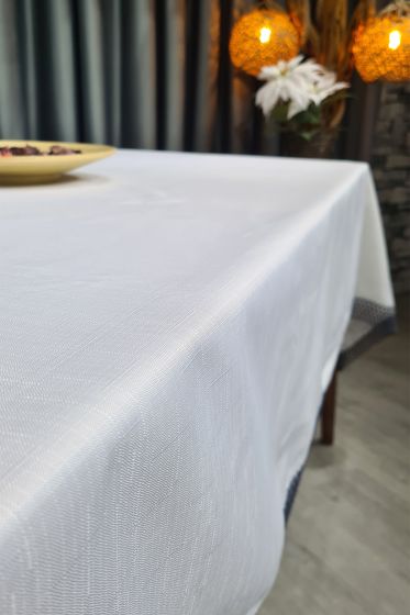 File Tek Masa Örtüsü 160x220cm Krem Siyah - Çeyiz Diyarı (1)