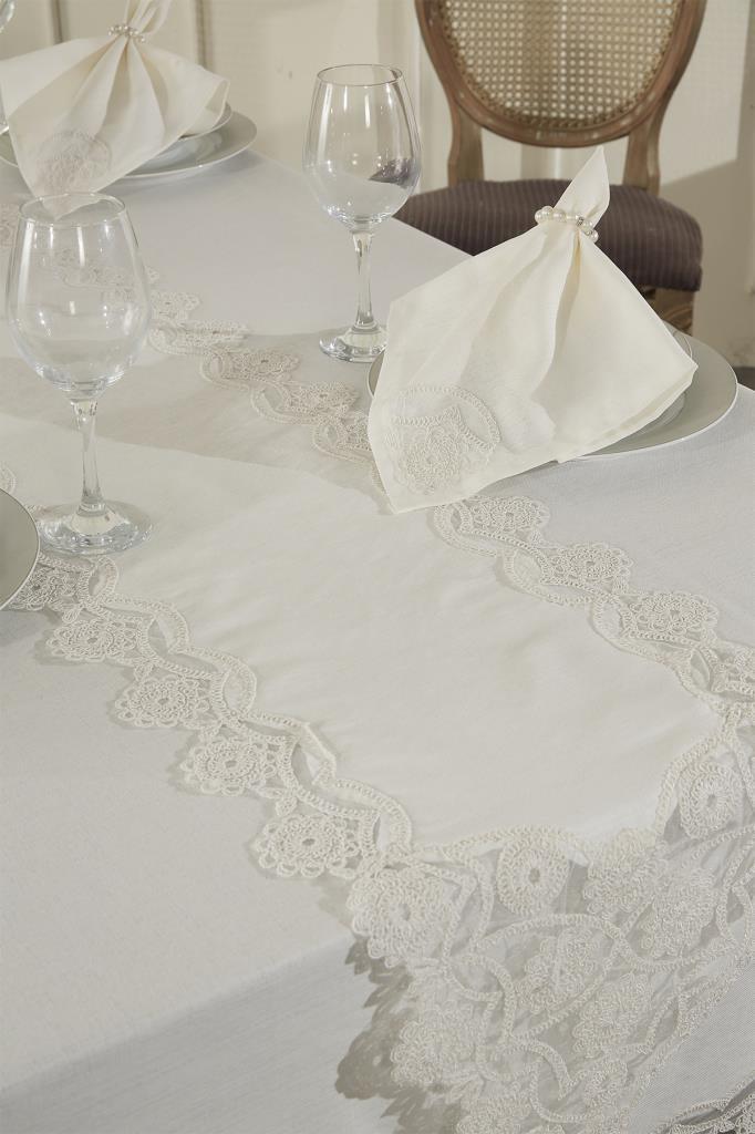 Fiore Masa Örtüsü 26 Parça Krem - 5