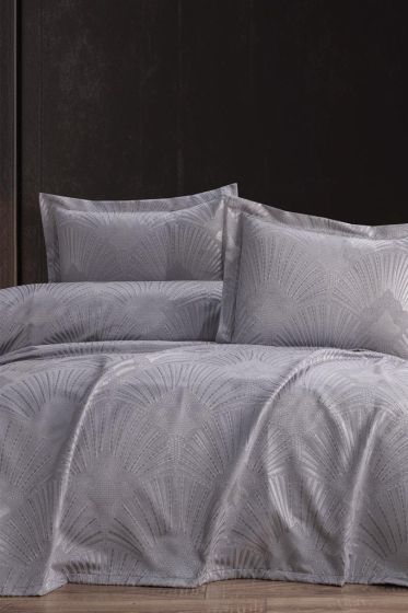 Firdevs 2 Parça Tek Kişilik Pike Takımı 180x240 Gri - Çeyiz Diyarı