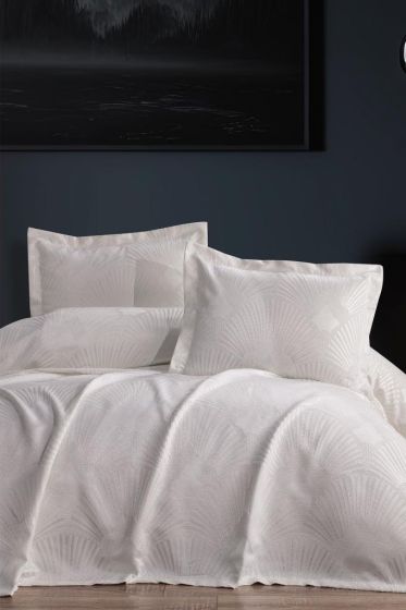 Firdevs 3 Parça Çift Kişilik Pike Takımı 240x260 Krem - Çeyiz Diyarı