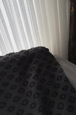 Fitilli Pondü 170x210 cm Kaymaz Taban Koltuk Örtüsü Antrasit - 2