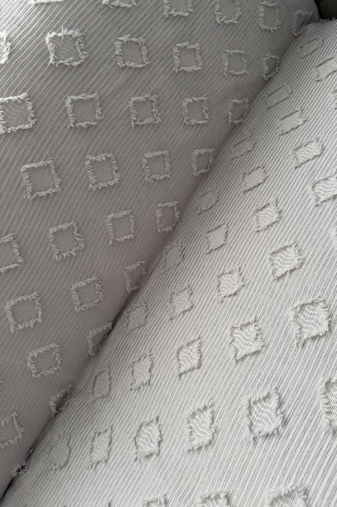 Fitilli Pondü 170x210 cm Kaymaz Taban Koltuk Örtüsü Gri - 3