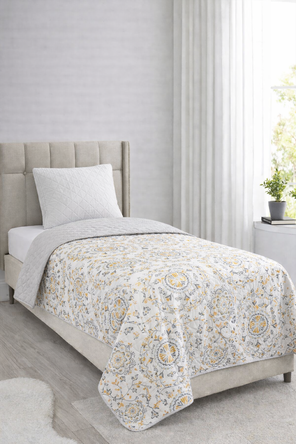 Flora Geometrik Tek Kişilik 160x220 cm Tek Pike - 1