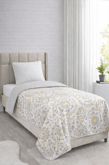 Flora Geometrik Tek Kişilik 160x220 cm Tek Pike - Çeyiz Diyarı