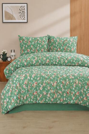 Floral Çift Kişilik Nevresim Takımı Yeşil - Çeyiz Diyarı
