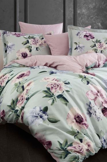 Floral Digital Premium 3D Çift Kişilik Nevresim Takımı - Dantela