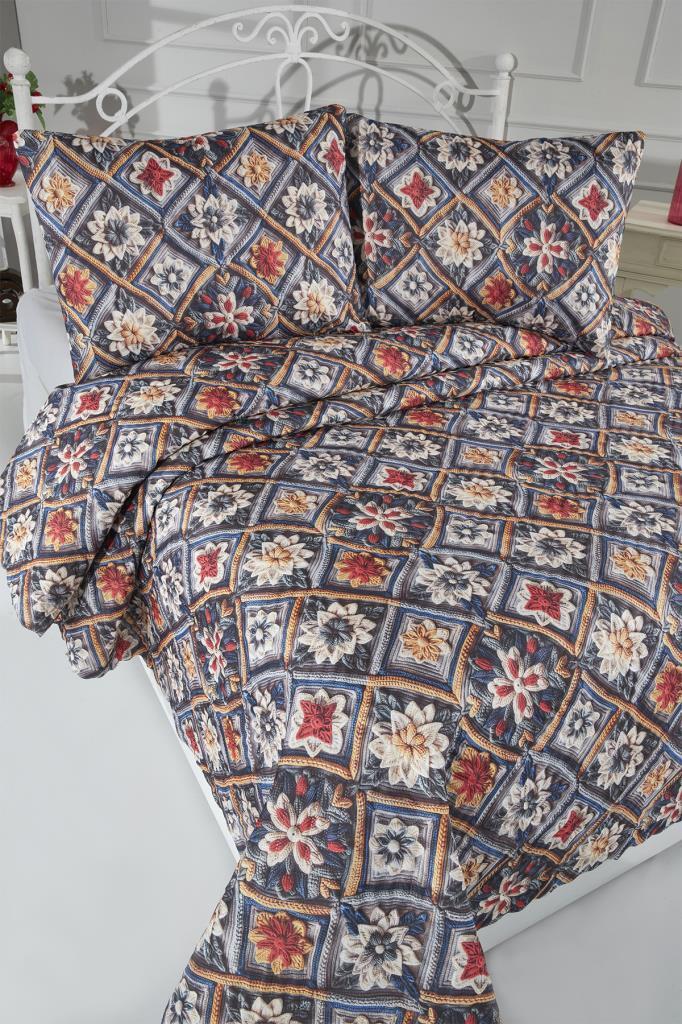 Floria Ultrasonik Kapitoneli 5D Baskılı Çift Kişilik Pike Takımı - 1