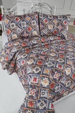 Floria Ultrasonik Kapitoneli 5D Baskılı Çift Kişilik Pike Takımı - 1