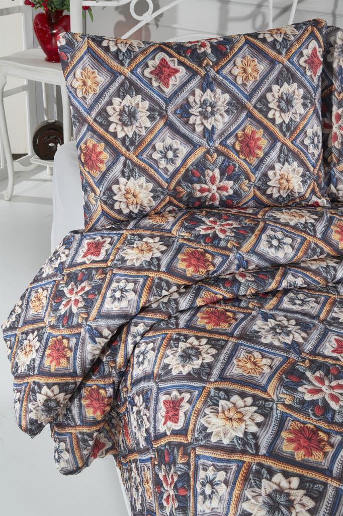 Floria Ultrasonik Kapitoneli 5D Baskılı Çift Kişilik Pike Takımı - 5