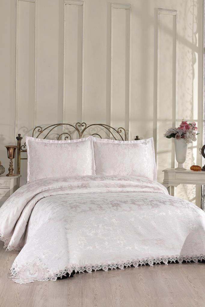 Fransız Dantelli Alveria Çift Kişilik Yatak Örtüsü 230x250 cm - 1