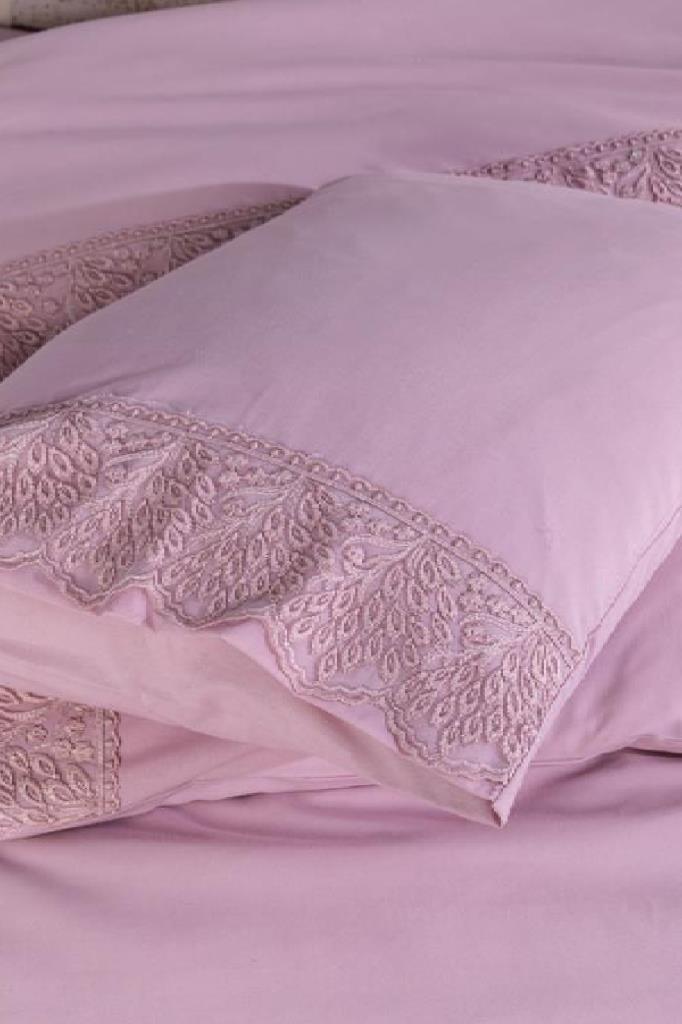 Fransız Dantelli Arduç Çeyizlik Nevresim Takımı Pudra - 3