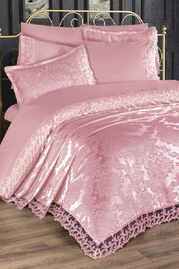 Fransız Dantelli Belinda Gelin Seti 7 Parça Pudra - 1