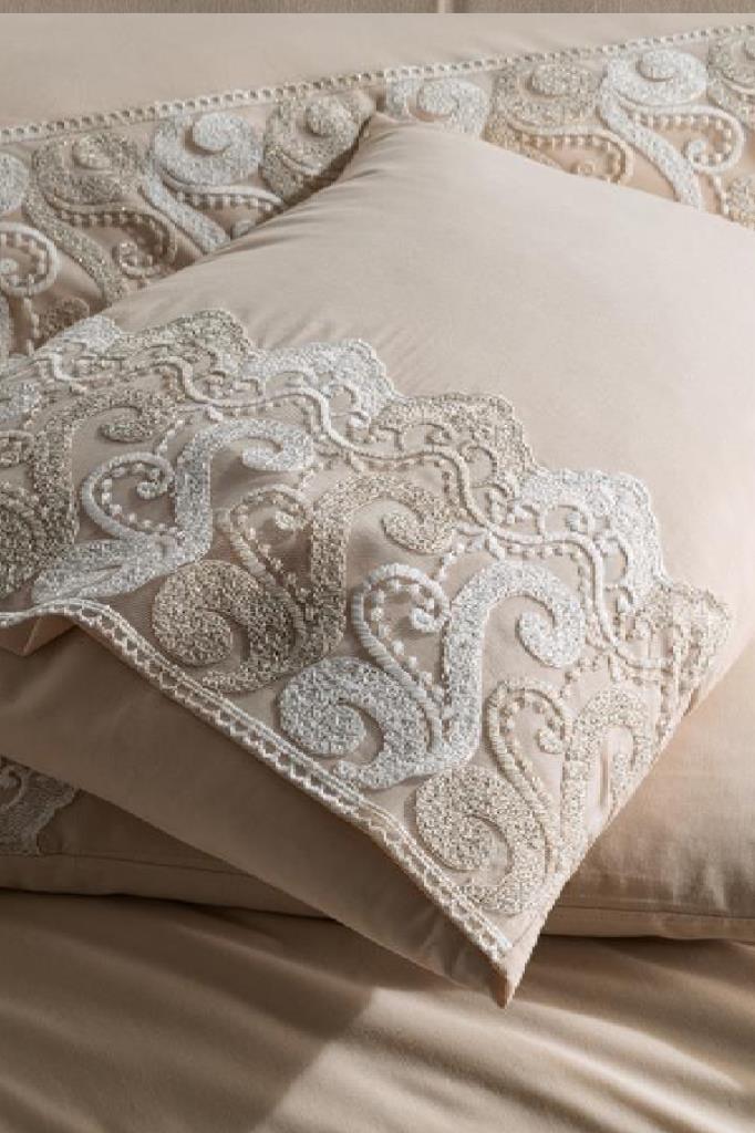 Fransız Dantelli Buğlem Çeyizlik Nevresim Takımı Cappucino - 4