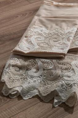 Fransız Dantelli Buğlem Çeyizlik Nevresim Takımı Cappucino - 5