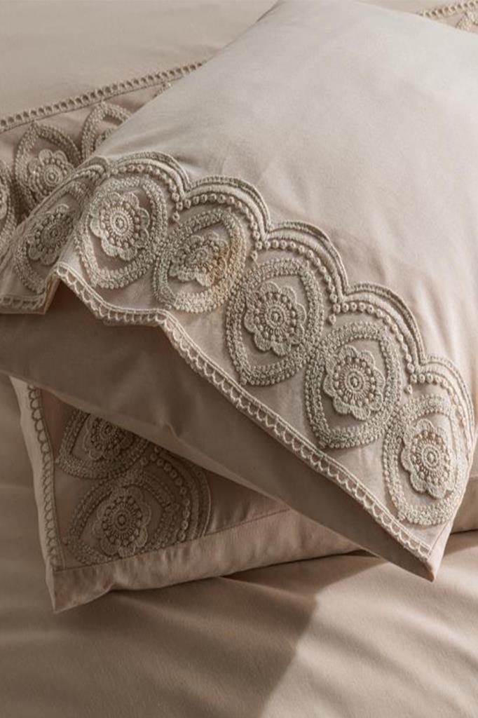 Fransız Dantelli Ceylin Çeyizlik Nevresim Takımı Cappucino - 5