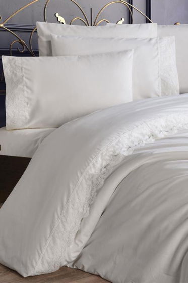 Fransız Dantelli Elani Çeyizlik Nevresim Takımı Krem - Çeyiz Diyarı