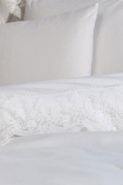 Fransız Dantelli Elani Çeyizlik Nevresim Takımı Krem - 2