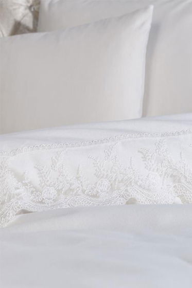 Fransız Dantelli Elani Çeyizlik Nevresim Takımı Krem - Çeyiz Diyarı (1)