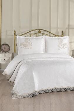 Fransız Dantelli Flux Çift Kişilik Yatak Örtüsü 230x250 cm - 1