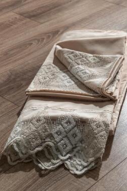 Fransız Dantelli İrina Çeyizlik Nevresim Takımı Cappucino - 5