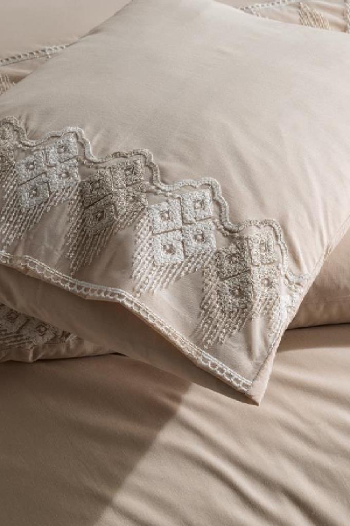 Fransız Dantelli İrina Çeyizlik Nevresim Takımı Cappucino - 4