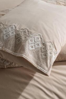 Fransız Dantelli İrina Çeyizlik Nevresim Takımı Cappucino - 4