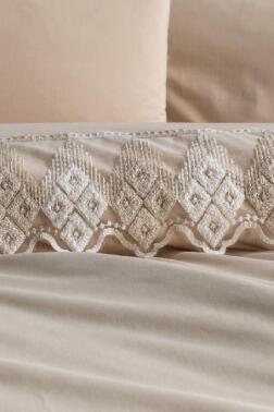 Fransız Dantelli İrina Çeyizlik Nevresim Takımı Cappucino - 3