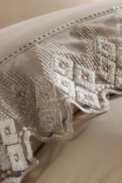 Fransız Dantelli İrina Çeyizlik Nevresim Takımı Cappucino - 2