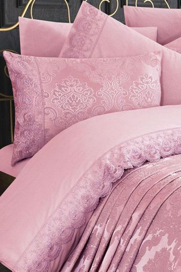 Fransız Dantelli Kure Gelin Seti 7 Parça Pudra - Çeyiz Diyarı (1)