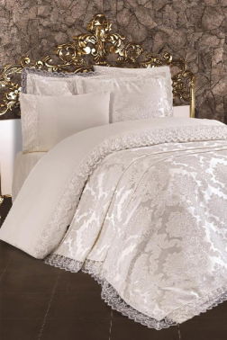 Fransız Dantelli Lalezar Gelin Seti 7 Parça Krem - 1