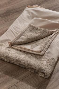 Fransız Dantelli Legend Çeyizlik Nevresim Takımı Cappucino - 5