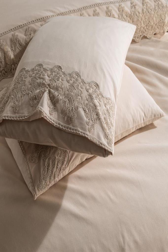 Fransız Dantelli Legend Çeyizlik Nevresim Takımı Cappucino - 4