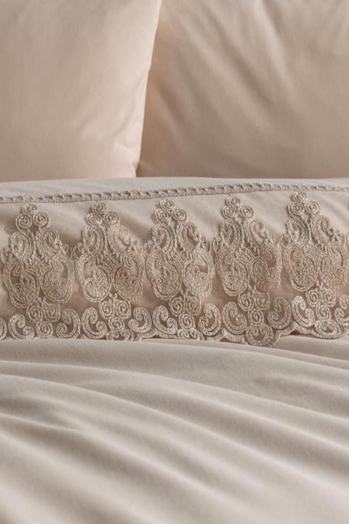 Fransız Dantelli Legend Çeyizlik Nevresim Takımı Cappucino - 3