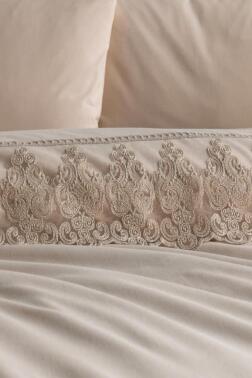 Fransız Dantelli Legend Çeyizlik Nevresim Takımı Cappucino - 3