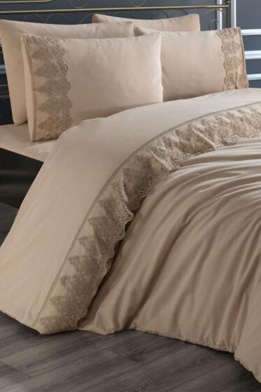 Fransız Dantelli Legend Çeyizlik Nevresim Takımı Cappucino - Çeyiz Diyarı