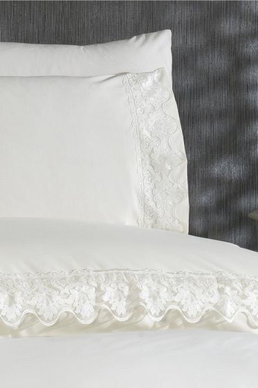 Fransız Dantelli Neriman Çeyizlik Nevresim Takımı Krem - Çeyiz Diyarı (1)